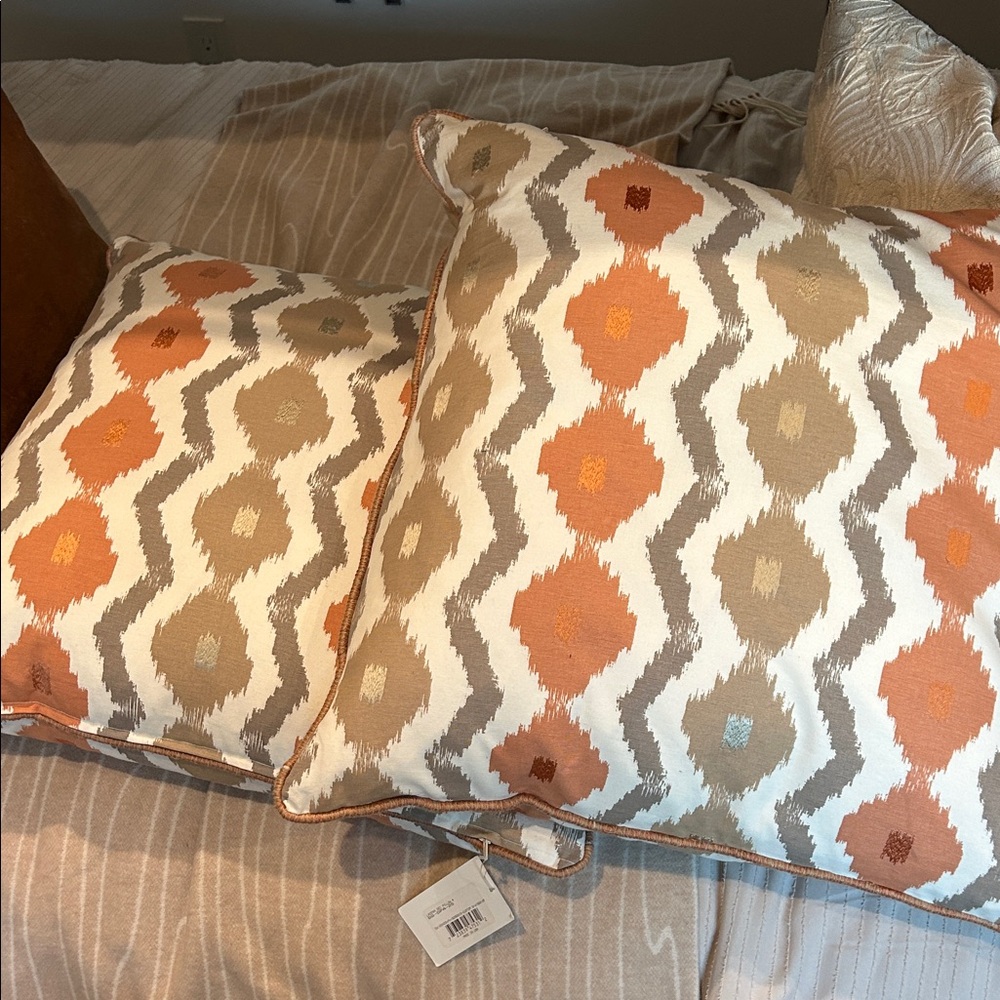 Barclay Butera Pillows eastern accents- Orange, Tan, and Cream